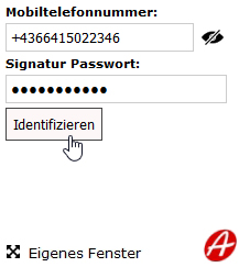 Step 2: Enter mobile phone number and signature password