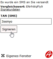 Step 6: Enter TAN contained in SMS